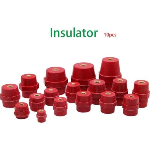 10pcs Red resin SM high and low voltage zero line row post insulator M6 / M8 high strength insulator for distribution box