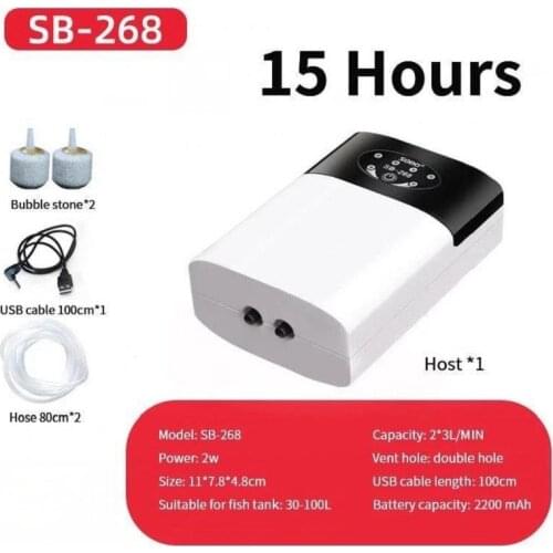 Dual-Purpose Oxygen Pump Practical USB Charging Portable Exhaust Air Stone Ultra Silent Air Compressor for Fish Tank Aquarium