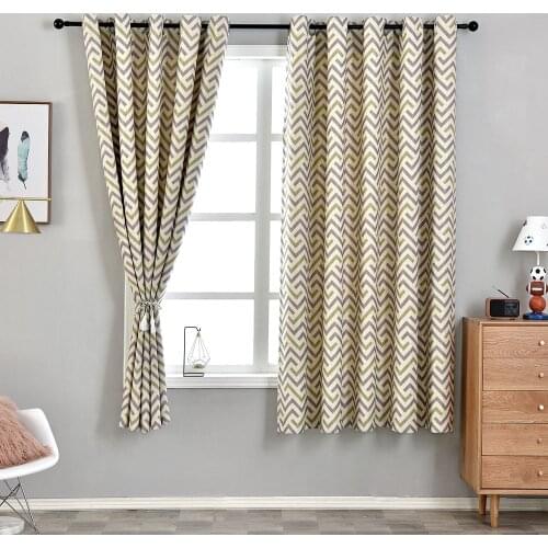 Stripe Design Short Blackout Window Curtains for Living Room Bedroom Kitchen Nordic Style Custom Made Drapes
