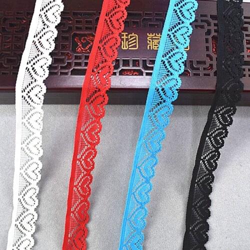 Beautiful 5yards-10yards elastic lace ribbon 17MM Width African lace fabric heart-shaped embroidery lace trim DIY clothing/hat