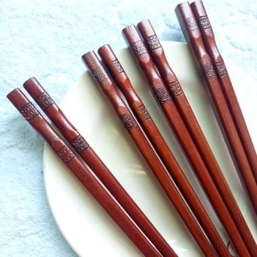 Red sandalwood solid wood chopsticks Chinese style creative carving wooden chopsticks household non-slip chopsticks