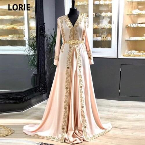 LORIE Beach Satin Evening Dresses Moroccan Caftan Cap Sleeve Elegant Lace Prom Party Celebrity Gowns Long Custom Made 2021