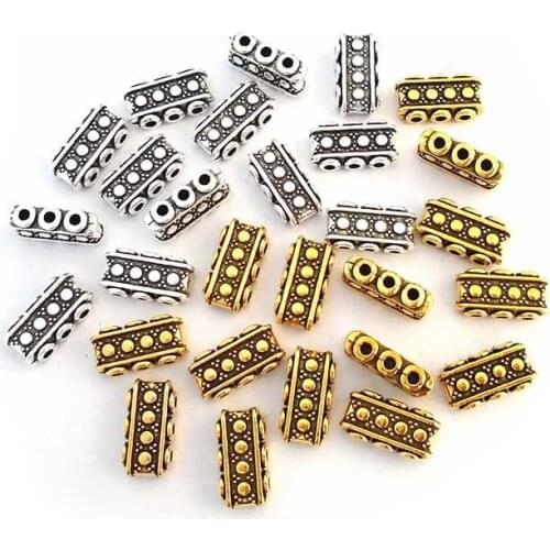 20 x Antique Gold/Silver Color 3 Strands Spacer Bar 3 Holes Multi Strand Bracelet Separators Bars for Jewelry Making 15x8mm
