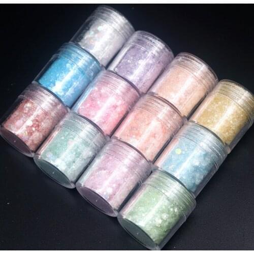 10ml Hexagon Nail Art Glitter Sequins Powder Holographic 3D Sparkly Flakes Shining Paillette Nail Art Decoration Manicure Dust
