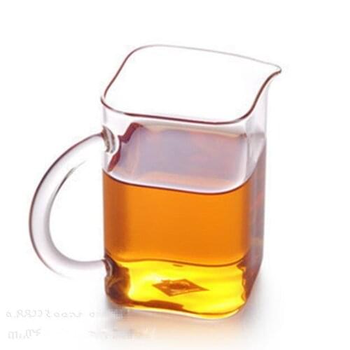 Heat resistant glass tea set Hand blown square fair cup with handle tea distributor
