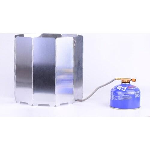 Camp Stove Windscreen Aluminum Folding Portable Camping Stove Windshield Cooker Stove Wind Screen with Carry Bag for Camping Pic