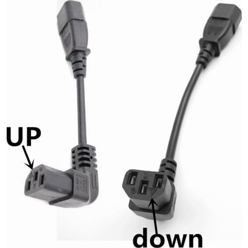 IEC 320 C14 Male to C13 Female PLug PDU/UPS Extension Power cable Connector Up/Down 90 degrees right angle 1 pcs
