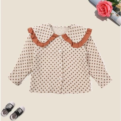 Cute Girls Spring Shirts Fashion Dot Blouses for Kids Clothes Autumn Toddler Tops Long Sleeve Children Clothing for 3-14Y