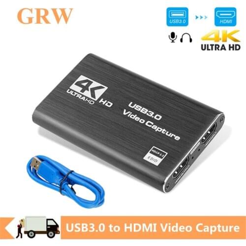Grwibeou 4K USB 3.0 Video Capture Card HDMI-compatible 1080P 60fps HD Video Recorder Grabber For OBS Capturing Game Card Live