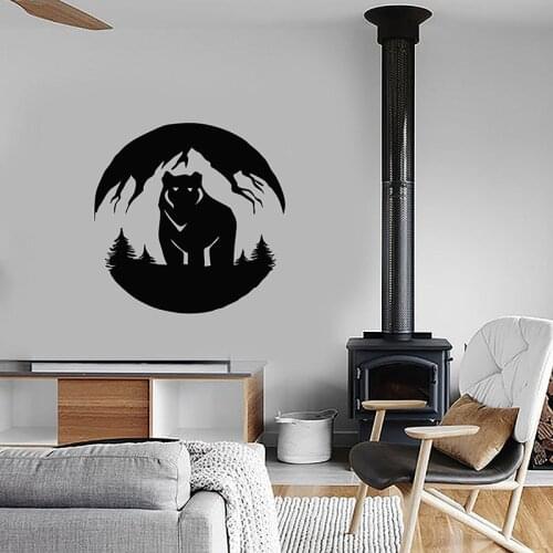 Mountain Landscape Grizzly Bear Forest Predator vinyl wall stickers decal home decor living room art mural gift