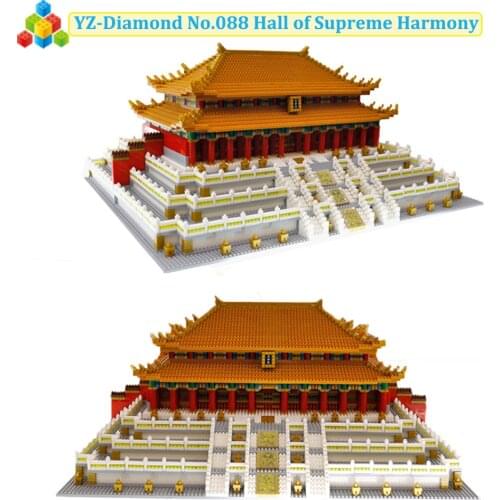 YZ-Diamond Blocks World Famous Architecture Model Set Hall of Supreme Harmony Micro Mini Bricks Building Blocks Set 6666Pcs Toys