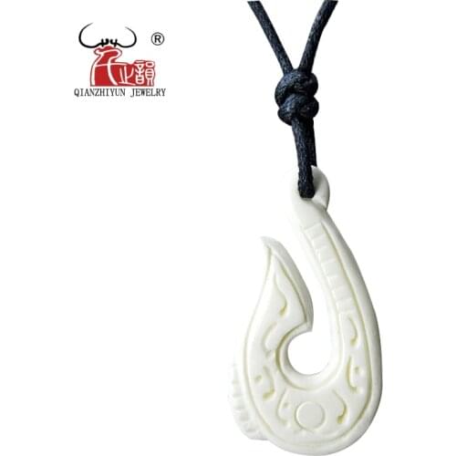 GX041 New Zealand Maori jewelry hand-carved yak bone Fish Hook pendant Primitive tribes totem amulet handmade jewelry for gift