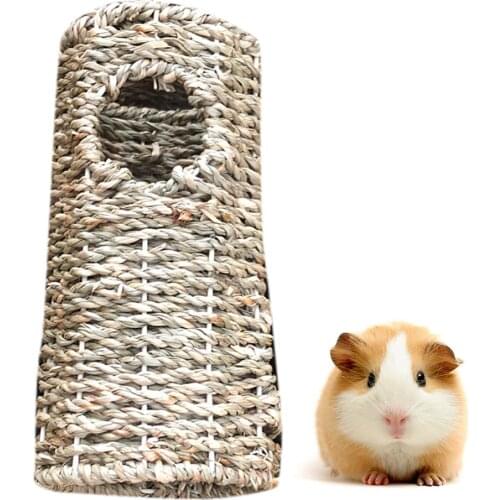 1Pcs Funny Handmade Straw Hamster Tunnel Wooden Bear Hedgehog Chipmunk Dwarf Rat Small Pet Tunnel Hamster Rats Cage Supplies