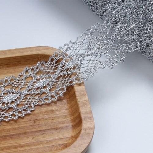 1Yards High Quality Gold Lace Fabric 5cm Guipure Curtain Applique Sewing Trim Silver Lace Ribbon Dress Decoration dentelle VG23