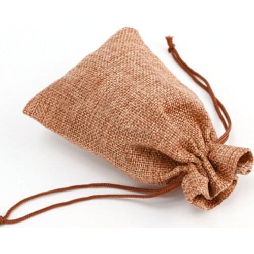 10/50Pcs Mini Jute Drawstring Burlap Bags Light Coffee Wedding Favor Hessian Vintage Sack Pouches Wedding Birthday Gift Bags