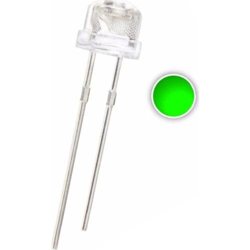 100PCS 5MM Straw Hat Green LED Water Clear DIP-2 Lamp 3V 20mA 2PINS Ultra Bright Light Beads