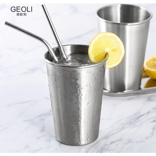 304 Stainless Steel Coffee Cup Metal Beer Wine Cups Portable Outdoor Travel Hygienic Drinking Cup Edge Smooth Comfortable