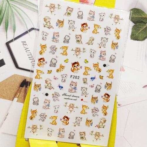 3D Stickers for Nails Cute Cat Butterfly Designs Nail Art Decorations Foil Decals Wraps Manicure Accessories Decoraciones