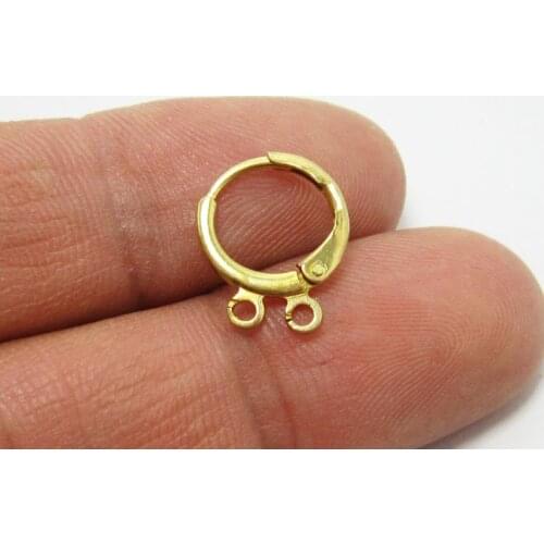 50pcs BrassEarring clasps 2 loops 14.5x11.5mm Raw brass leverback ear hook R265