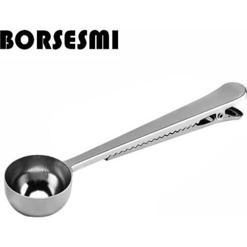 6pcs/lot Latest kitchen gadgets Metal kiwi fruit spoon Stainless Steel coffee scoop with clip