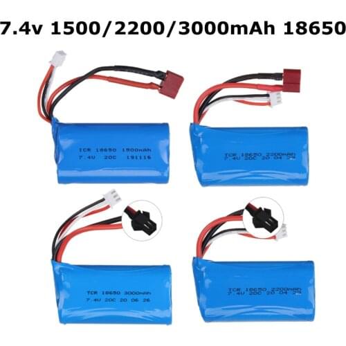 7.4V 1500mAh/2200mAh/3000mAh 18650 lipo Battery for Q46 Wltoys 10428 /12428/12423 WPL MN99S D90 U12A S033g Q1 H101 Rc Boats Cars
