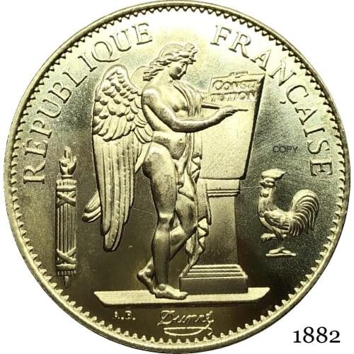 France Third Republic Francaise 1882 A 100 Francs Liberte EGALITE FRATERNITE Gold Coins Brass Metal Copy Coin