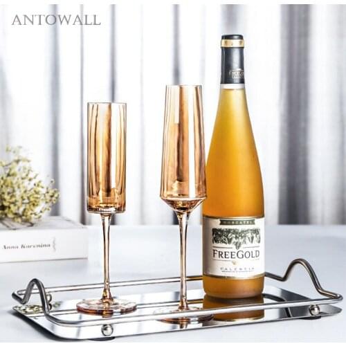 ANTOWALL Transparent Champagne Glass Cup Lead-free Crystal Goblet Party Wedding Red Wine Glass Whiskey Drinking Bar Transparent