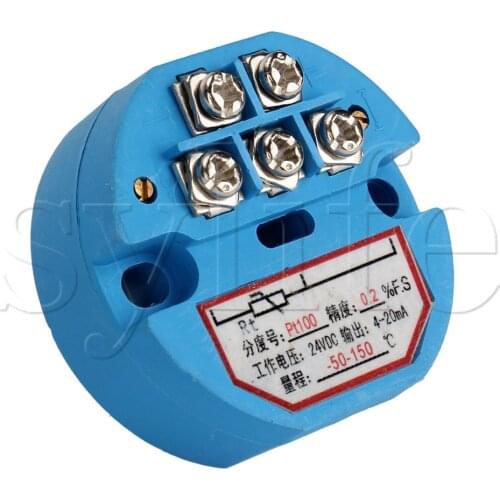 RTD Plastic PT100 Temperature Sensors Transmitter -50 to 150 Degree DC 24V Blue