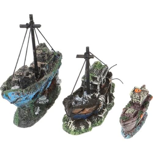 Resin Decorative Pirate Boat Aquarium Decorative Boat Aquarium Accessories Decoration Small Landscaped