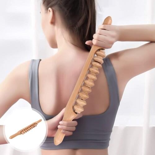 Wooden Exercise Roller Long Spa Muscle Roller Stick Practical Fascia Manual Massage Roller Wooden Roller Massage Stick Massage
