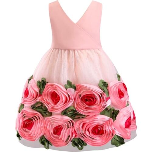 Kids Party Events 3D Flower Girls Wedding Dresses Tutu Dress For Little Baby Girls Prom Gown Children Bridesmaid Kids Clothes