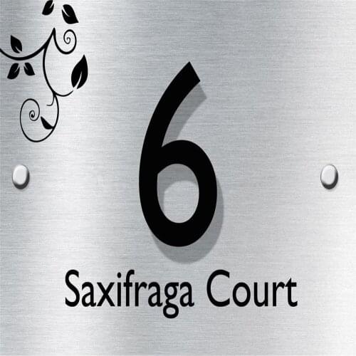DIY House Number MODERN HOUSE SIGN PLAQUE DOOR NUMBER NAME GLASS EFFECT ALUMINIUM PERSONALISED