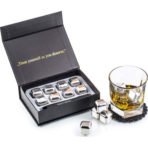 Exclusive Whiskey Stones Gift Set - High Cooling Technology - Reusable Ice Cubes - Stainless Steel Whiskey Ice Cubes