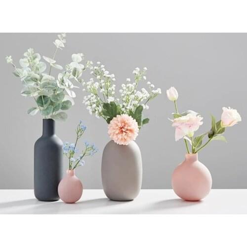 Nordic ins style simple ceramic vase dried flower ornaments office living room decoration small vase crafts