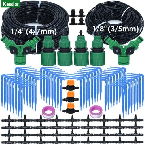 KESLA 1/4'' to 1/8'' Elbow Emitter Drip System 4/7mm to 3/5mm Hose Garden Watering Irrigation Kits for Home Bonsai Greenhouse