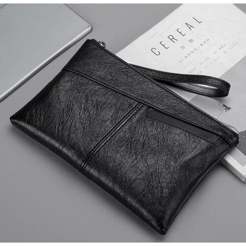 Xiao.p Hand Bag Mens Retro Casual Long Wallet Mens First Layer Leather Mobile Phone Bag Large Capacity Soft Leather Clutch