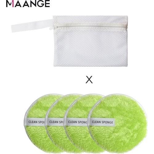 Lazy Double Face Makeup Remover Powder Pouch Wash Face Sapper Cleansing Pouch 4 Packs with Storage Bags