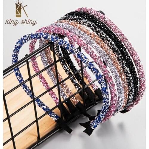 Fashion Korea Crystal Soft Headband for Women Shiny Acrylic Rhinestone Hairbands Beads Girls Hair Accessories Simple Head wear