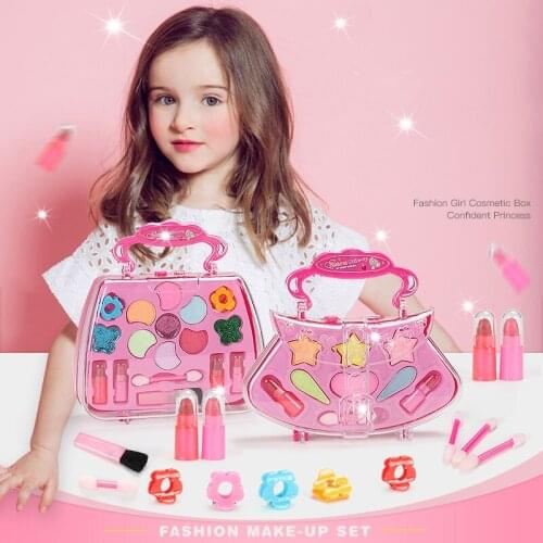 Girls Fashion Make Up Toy Set Kit Beauty Safe Non-toxic Eye Shadow Nail Polish Toys Handbag For Dressing Cosmetic Girls Gifts