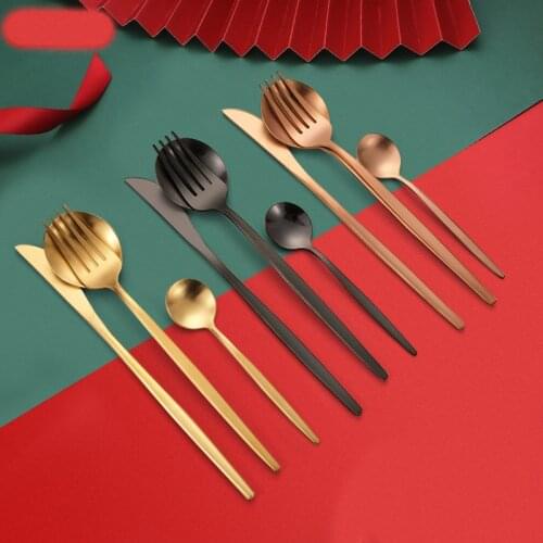 Cross border stainless steel tableware set of netred Portugal sanding Western food knife fork and spoon creative Hotel