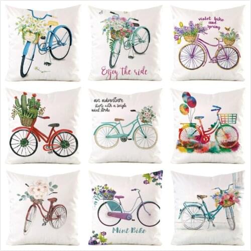 45cm*45cm **BIke** Inimitated Silk Fabric Throw Pillow Covers Couch Cushion Cover Home Decorative Pillows Pillow Case