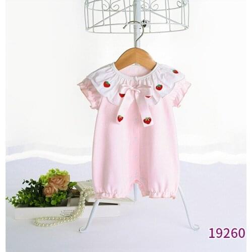 Summer New Baby Girls Cherry Pattern Short Sleeve Cotton Romper