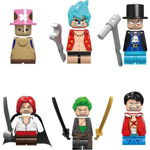 6 pcs/set OnePiece Anime Character Luffy Tony DIY Puzzle Building Block Puzzle Doll Action Humanoid Minifigure Children Gift
