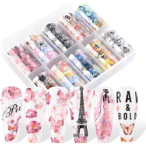 LISM 4*100cm Holographic Nail Art Transfer Foil Sticker Starry AB Paper Wraps Adhesive Decals Nails Decoration Accessories