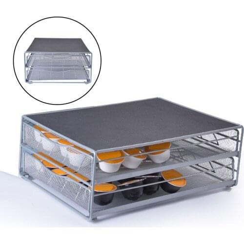 Practical Holds 72 Capsules Iron Coffee Capsule Storage Drawer Holder 2 Layer Space Saving Counter Organizer Kitchen Accessory