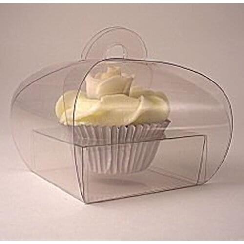 30PCS 8x8x8cm Clear Cupcake Box w/ PVC Insert Favors PVC Transparent Cupcake Package Supplies Party Sweet Boxes