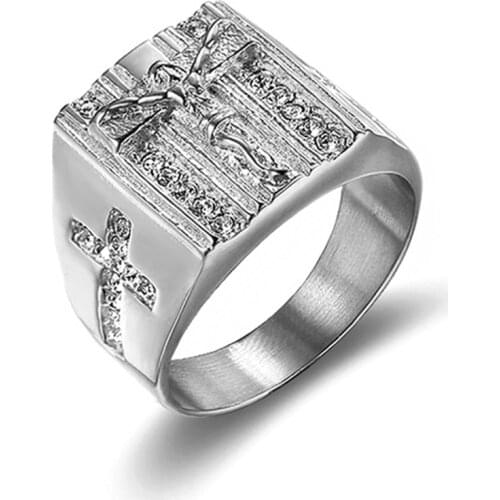 Luxury Jewelry Retro Punk Religion Jesus Cross Rings 2021 Trend WomenS MenS Rings Vintage Punk Rings Male Couple Gift Jewelry