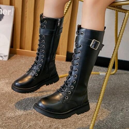 Girls Boots 2021 Autumn New Children Knee-High Fashion Martin Boots Suede Rubber Soft Platform Snow Boots Shoes for Boys Kids