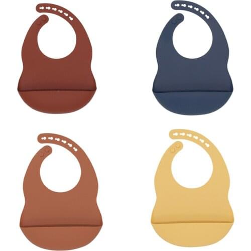 Newborn Silicone Bibs Baby Feeding Tableware Waterproff Baby Bibs Adjustable Waterproof Toddler Breakfast Feedings Burp Cloth