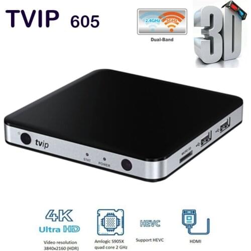 Original Tvip s605 TV Box Linux &Android IPTV Box H.265 3840x2160 Quad Core 2.4G 5G Dual WiFi TVIP605 Set Top Box Media Player